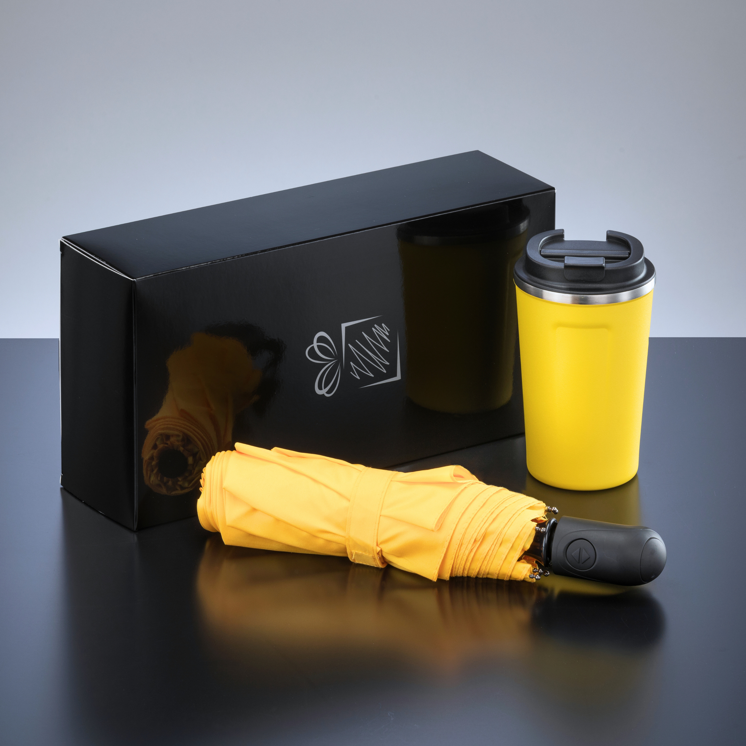 TRAVELLER SET: THERMAL MUG NORDIC 350 ml & FULL AUTOMATIC UMBRELLA