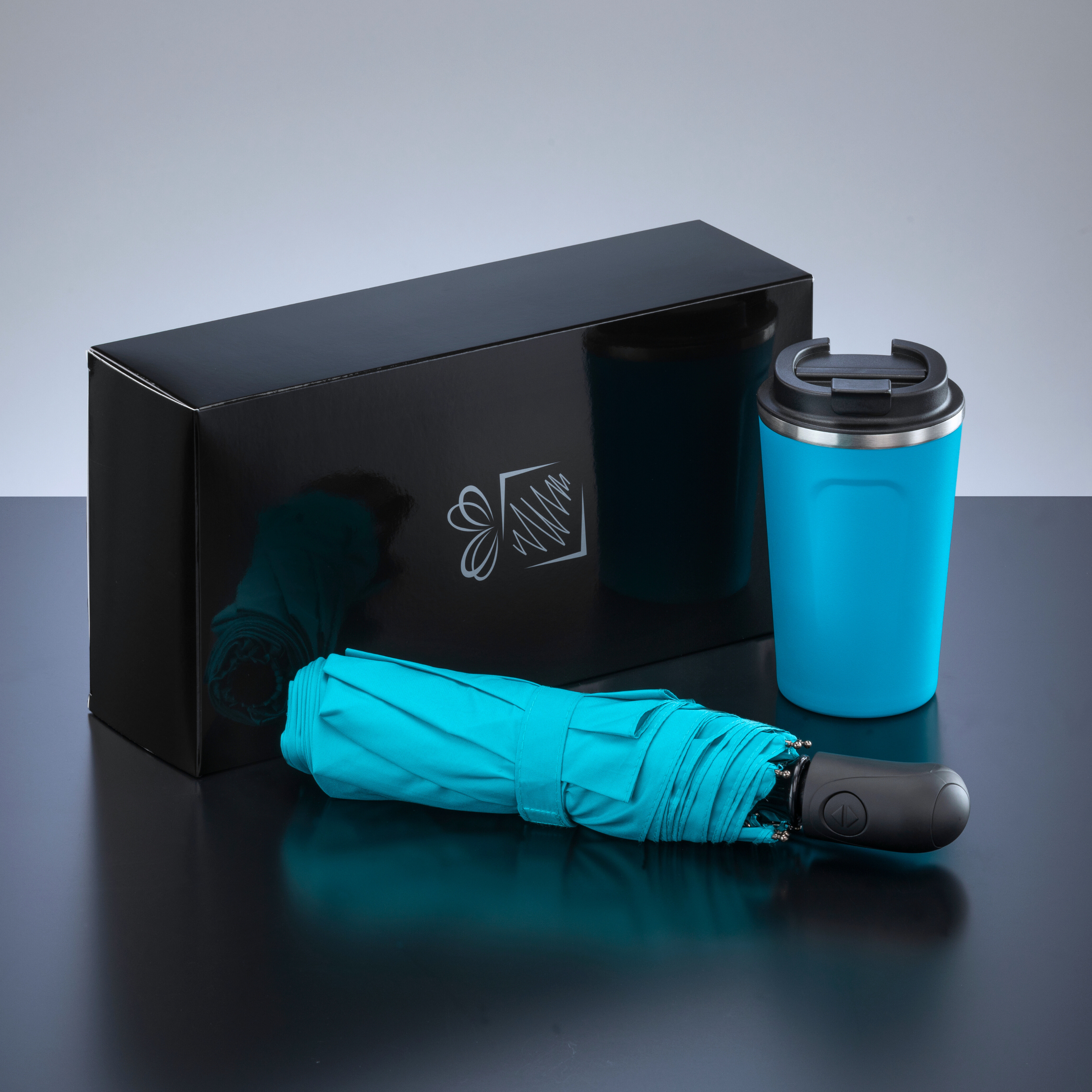 TRAVELLER SET: THERMAL MUG NORDIC 350 ml & FULL AUTOMATIC UMBRELLA
