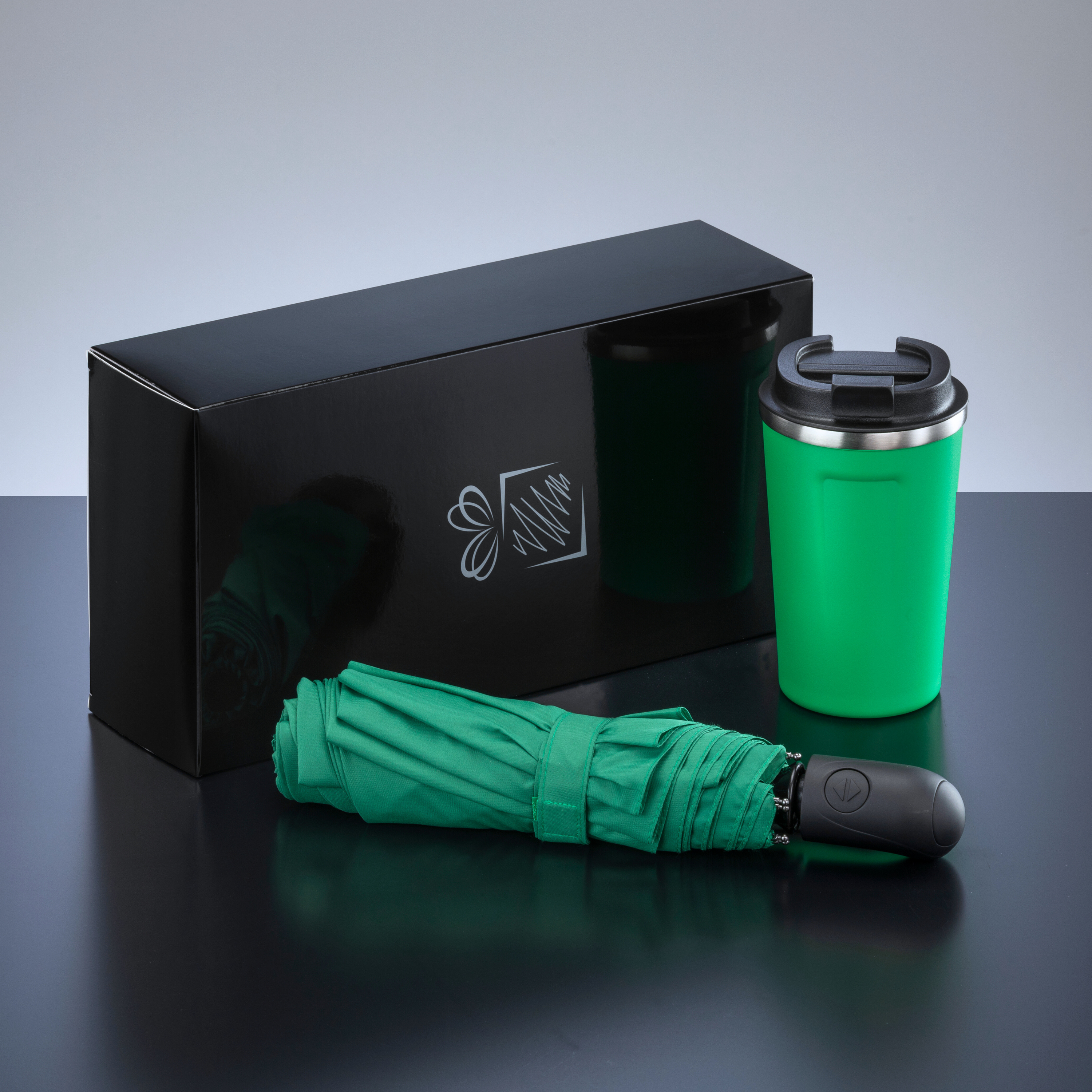 TRAVELLER SET: THERMAL MUG NORDIC 350 ml & FULL AUTOMATIC UMBRELLA