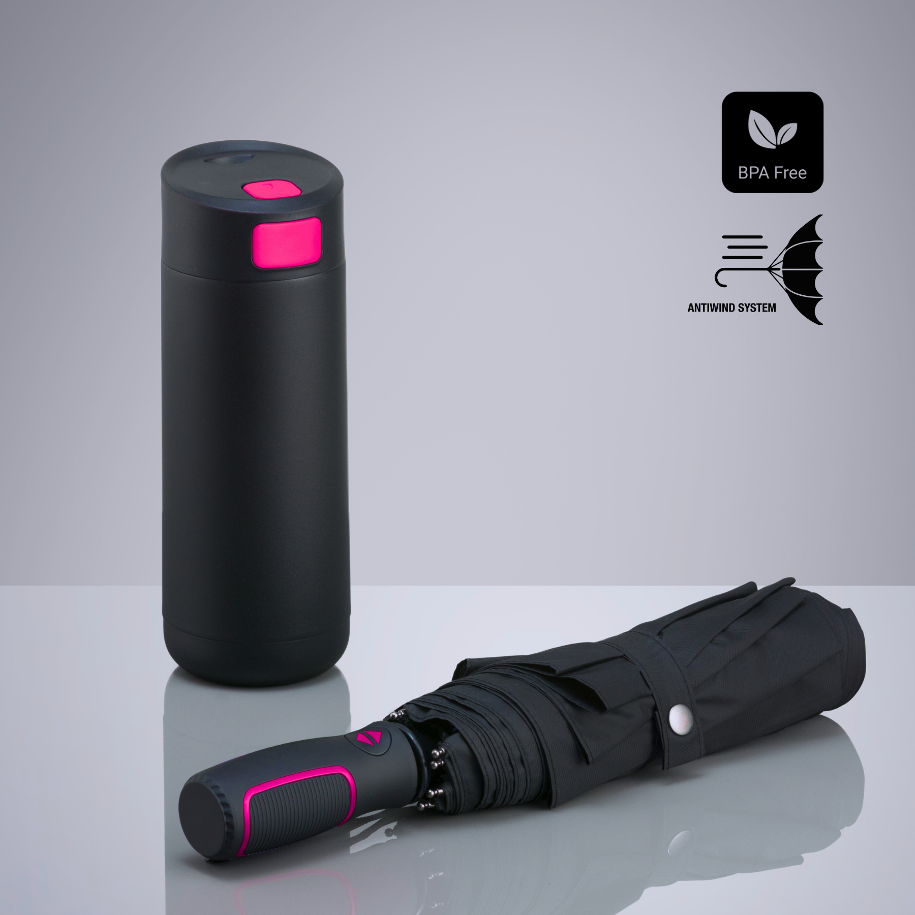 Dynamic Set: coffee mug 450 ml & automatic umbrella