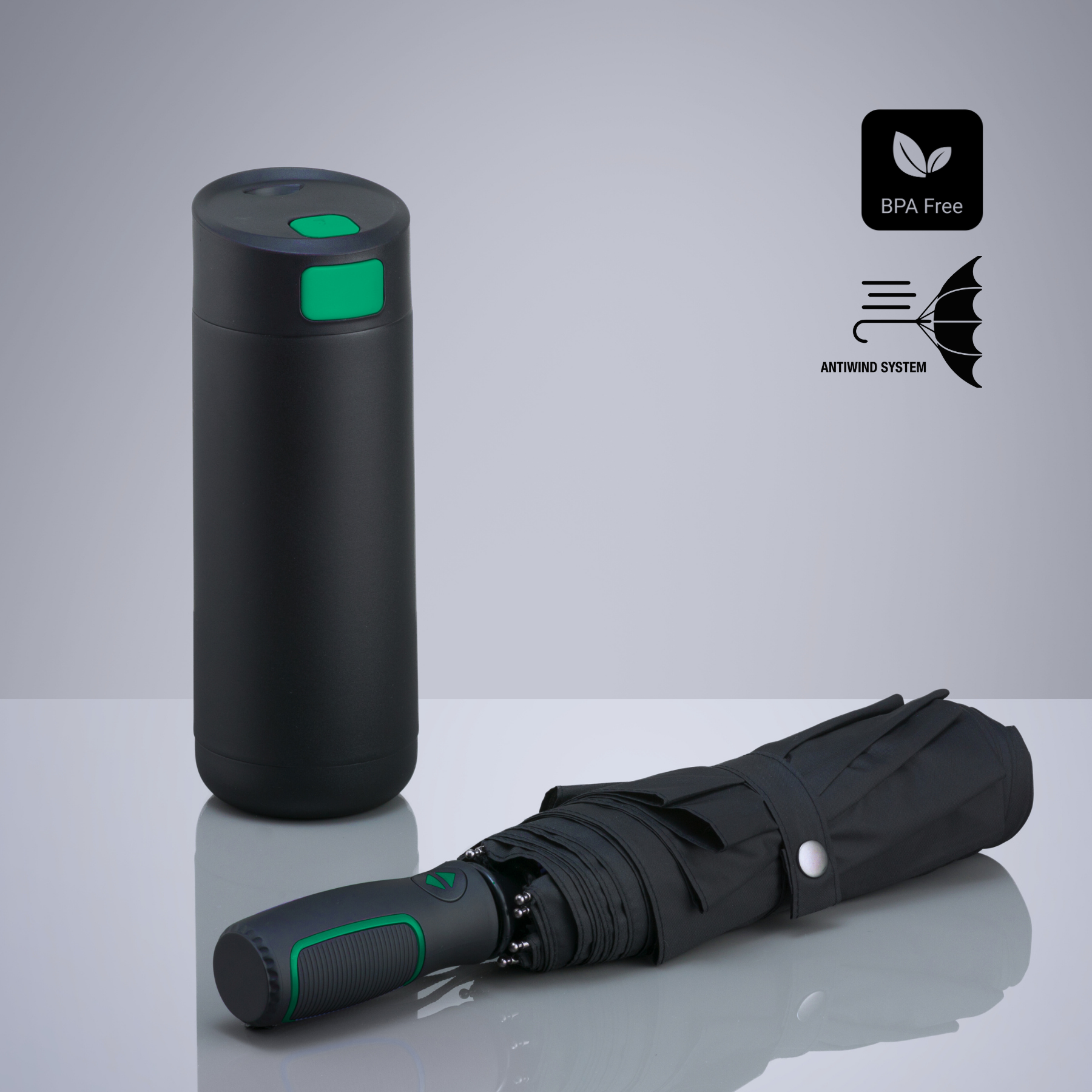 Dynamic Set: coffee mug 450 ml & automatic umbrella