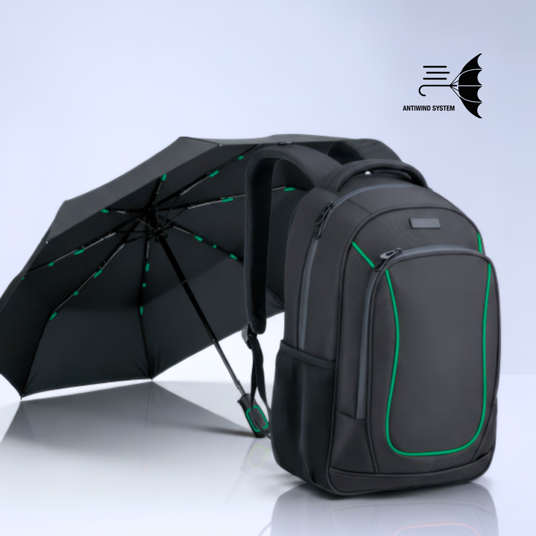 Dynamic set: business backpack 15” and automatic umbrella